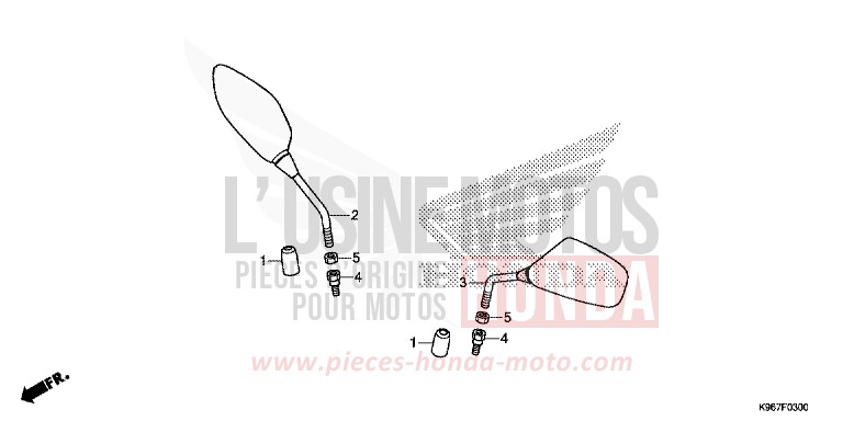 MIRROR for PCX 125 PEARL SPLENDOR RED (R369) from 2019